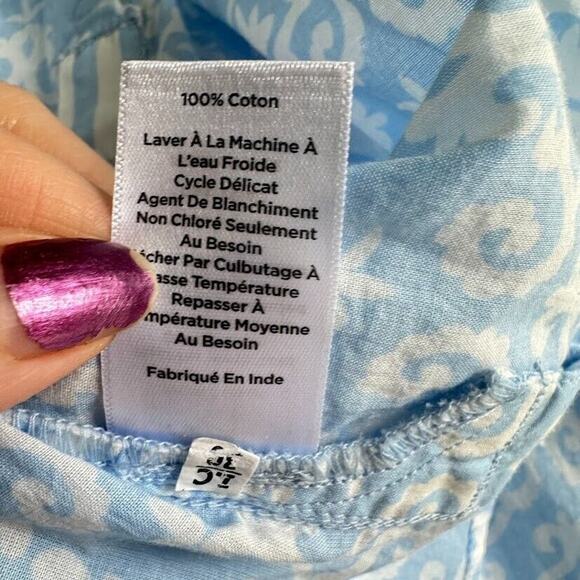 Talbots Tunic Top Shirt Womens XL Petite Blue White Medallion Print Button Flowy - Picture 8 of 9
